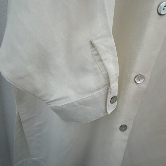 Dialogue Shirt Womens 2X Ivory Button Up Linen Blend L/S Oversized Lagenlook NWT - Picture 4 of 9